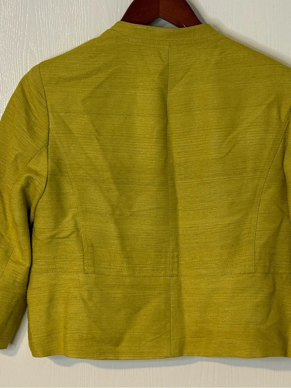 Jones New York Collection Linen Blend Jacket | Citron Chartreuse Blazer | Women - Picture 4 of 7